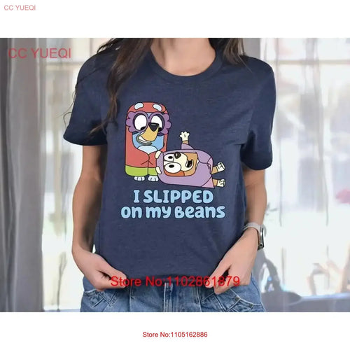 i slipped on my beans t shirt blueyy bingo bandit heeler tee blu vintage Washed Casual graphic Breathable designer clothes