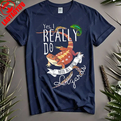 Funny Lizard Cotton Clothing Women Men Reptile Lover Gift Tops Pet Bearded Dragon Leopard Gecko Chameleon Cute Graphic Tshirt