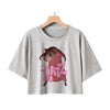 Kawaii Rat Ratz Mouse Cropped Print Crew Neck T-shirt Y2K Short Sleeve Tight Fit Crop Top Spring Summer Women's Clothing