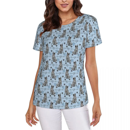 LOVE Blue Heeler Australian Cattle Dog T-Shirt Women Short Sleeve T Shirts O-Neck Clothes Cotton Summer Tees Streetwear