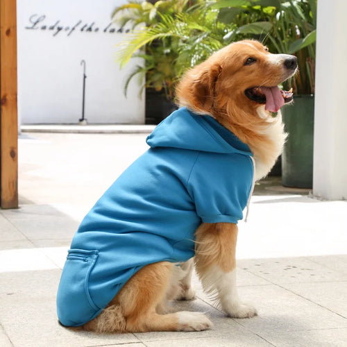 Pet Hoodies for Large Dogs Spring and Autumn Fleece Golden Retriever Sweatshirt with Hat and Zip Pocket  Pet Clothing