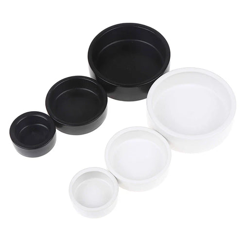 Reptile Food Bowl Anti-Escape Ceramic Feeder Dish Black White Reptile Water Bowl For Hermit Crab Gecko Chameleon Corn Snake