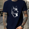 2026 Men's German Shepherd Print 100% Pure Cotton Round Neck T-shirt Casual Summer Outdoor Soft Breathable Short Sleeved Shirt