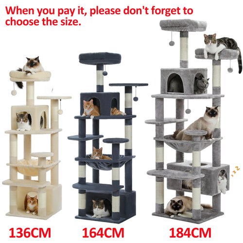 PAWZ Road Large Cat Tree Tower - 72 Multi-Level with Condo Grey