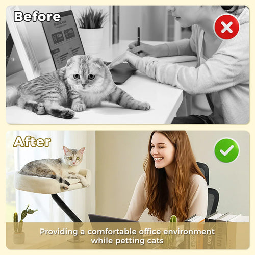 Cat Desk Bed, 360 Rotatable Cat Bed Stand for Indoor Cats, Adjustable Cat Basket, Cats Hammock for Table, Soft Cat Bed for Desk
