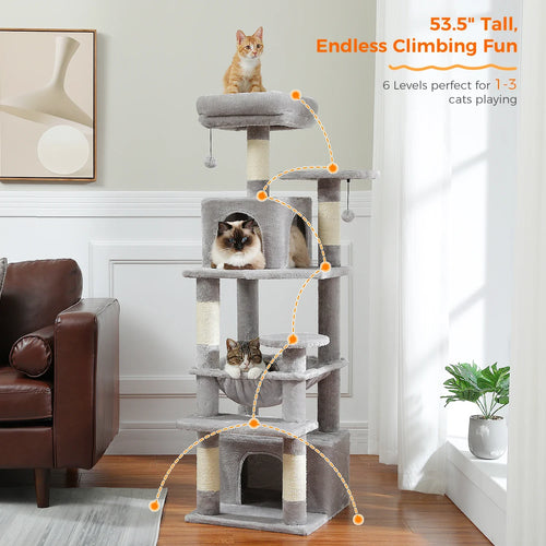 PAWZ Road Large Cat Tree Tower - 72 Multi-Level with Condo Grey