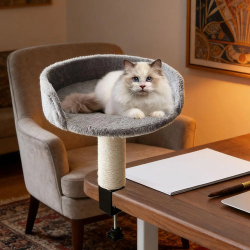 Cat Desk Bed 360 Rotating Hammock for Cat Desk Clamp Kitten Bed for Kittens Pets Animals Indoor Home Apartment Living Room