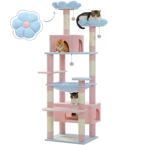 Pequlti 72 Multi-Level Cat Tree Tower with Condo & Hammock