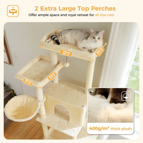 PAWZ Road Large Multi-Level Cat Tree - 186cm Wood Tower