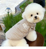 Blue Checkered Dog Clothes Teddy Winter Thickened Cotton Coat Yorkshire Warm-Weather Outerwear with Traction Buckle