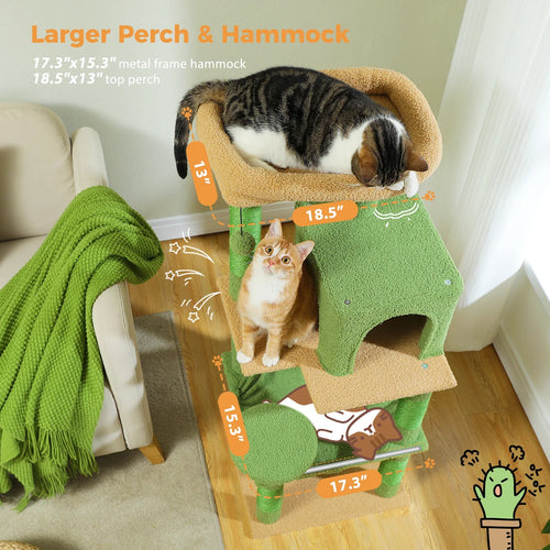 PAWZ Road Cactus Cat Tree Tower for Large Cats - Green 56