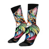 Rainbow Maine Coon Cat Themed Men's Mid-Calf Socks Non-Slip Skin-Friendly Soft Funny Stylish Streetwear Outdoor Skateboard Socks