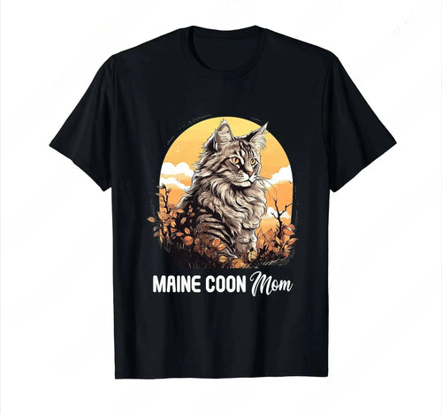 Maine Coon Cat Mom Maine Coon Cat T-shirt Fun Printed Casual Comfortable Clothes All-purpose T-shirt for Women Fashion Graphic