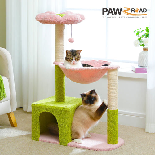 Petepela Flower Cat Tree - 89cm Tower with Hammock & Condo