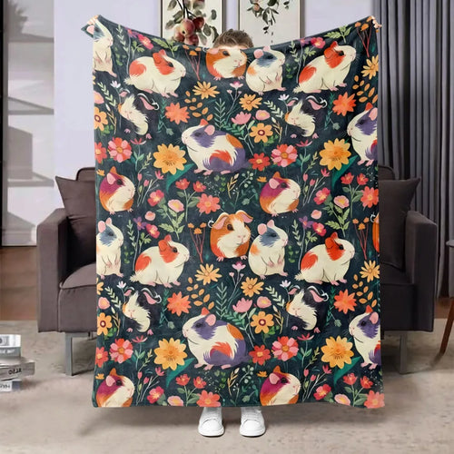 Ultra-Soft Guinea Pig Print Flannel Throw Blanket - Plush, Lightweight, Warm for Couch, Bedroom, Travel | All-Season Comfort, An