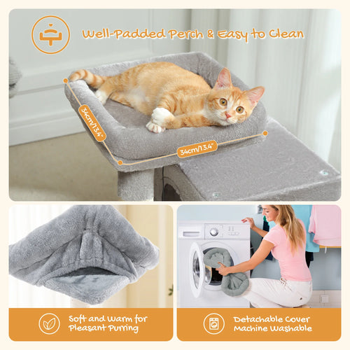 Pequlti 104cm Multi-Level Cat Tree with 2 Condos - Wood