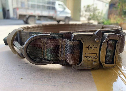 Tactical Dog Collar with Control Handle — 1000D Nylon, Double Closure & D-Ring | Collar Only or Collar & Leash Set | M–XL