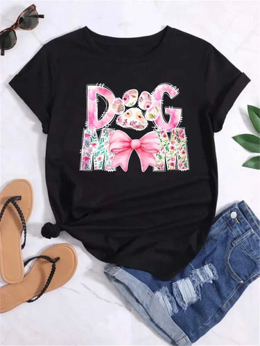 Trend Dog Mama Printed Women T-shirts Fashion Cartoon Graphic Print T-shirts Clothes Female Shirt Short Sleeve Casual Tees
