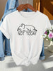 Not Today French Bulldog Women's Tee - Lazy Dog Graphic, Casual Gray Top