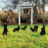 Hollow Wrought Iron Rabbit and Squirrel Garden Figurines