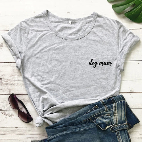 dog mum pocket tshirt cute women short sleeve dog mom tee shirt top