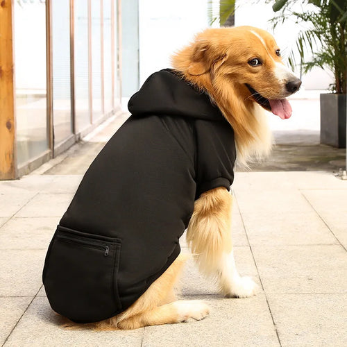 Pet Hoodies for Large Dogs Spring and Autumn Fleece Golden Retriever Sweatshirt with Hat and Zip Pocket  Pet Clothing