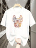 French Bulldog Pattern Printed Fashionable Men's Short-sleeved High-quality Pure CottonBreathable T-shirt for Outdoor Daily Wear