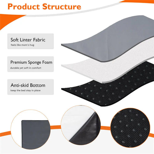 Bingopaw Orthopedic Memory Foam Dog Bed - Waterproof Grey