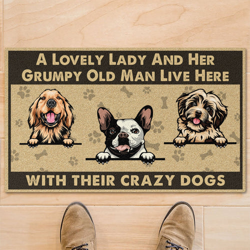 Lovely Lady Live Here And Her Grumpy Old Man Personalized Custom Photo Dog Cat Doormat C705