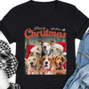 Live Preview Custom Your Pets Christmas Tee, Retro Vintage Portrait Bootleg shirt, Personalized with Your Own Dog or Cat Photo C849