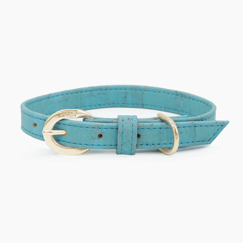 Sky Blue Cork Leather Collar