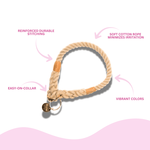 Tan Stylish Rope Slip Collar - Glow Pups