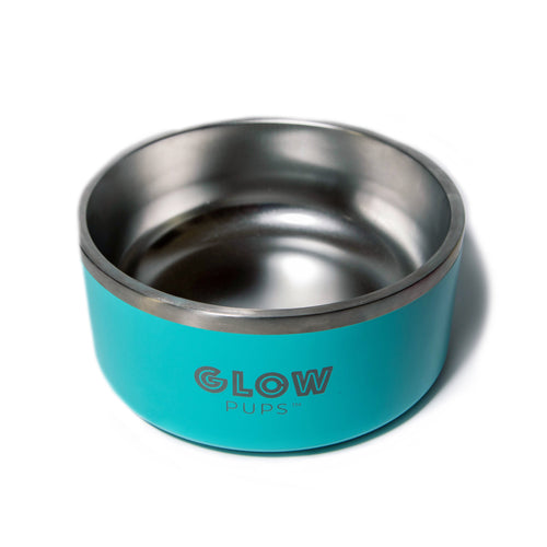 Aqua Blue Stainless Steel Dog Bowl 32oz & 64oz - Glow Pups