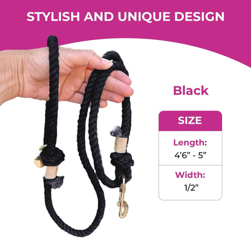 Black Boho Chic Style Dog Leash  - Glow Pups