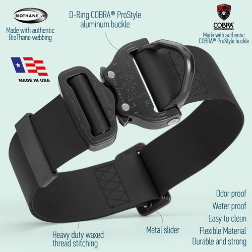 Viper BioThane Tactical Dog Collar with Cobra Buckle, 1.75 Wide