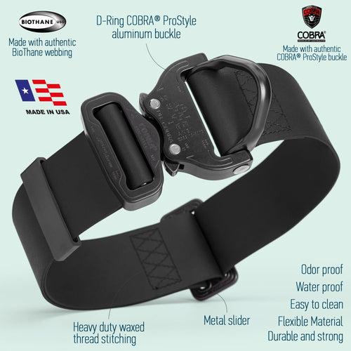 Viper BioThane Tactical Dog Collar with Cobra Buckle, 1.75 Wide