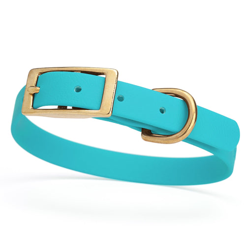BioThane Waterproof Dog Collar - XS: L 12-15 x W 5/8 - Black OR Brass Hardware