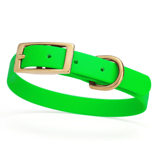 BioThane Waterproof Dog Collar - XS: L 12-15 x W 5/8 - Black OR Brass Hardware