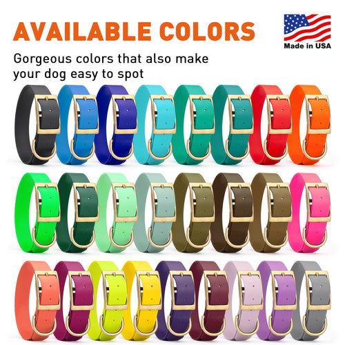 Viper Biothane Waterproof Dog Collar - Brass Hardware - 1.5in Wide, Size XL (20 to 24 inches)