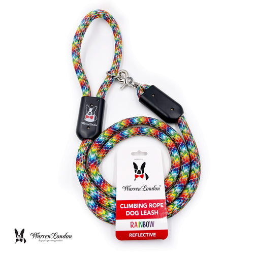 Rope Leash - Rainbow Reflective