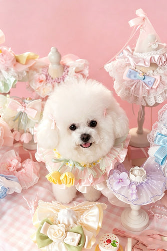 Green Floral Satin Lace Pet Bib Collar