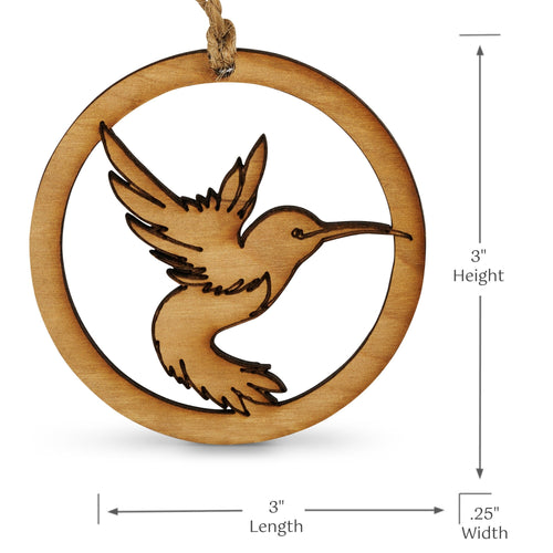 Wooden Hummingbird Ornament, 3 Pack
