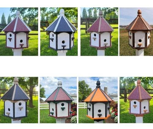 Extra Large Amish-Made Poly Birdhouse with 6 Nesting Compartments – Weatherproof Outdoor Birdhouse