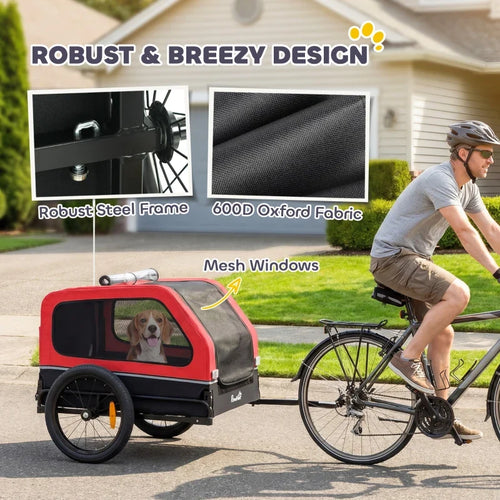 Dog Bike Trailer for Small & Medium Dogs, Universal Bicycle Coupler, Flip-Down Ramp Tailgate