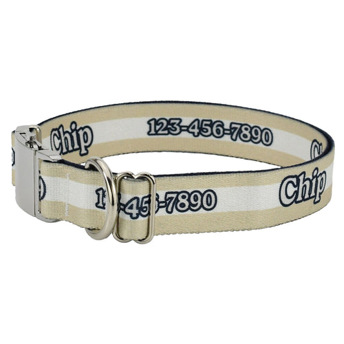 Personalized Tan Mighty Stripes Dog Collar