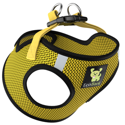 EcoBark Step In Dog Harness - XXXS to Small Breeds- Reflective Soft Mesh Harness for Teacup, Small Dogs and Puppies / Yellow Sport
