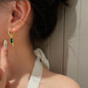 925 Silver Needle Personalized Design Diamond Green Zircon Earrings