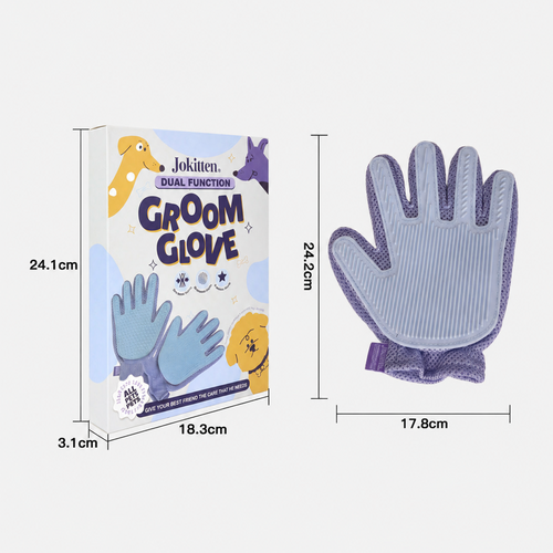 Blue Dual-Sided Pet Grooming Glove for Dogs and Cats