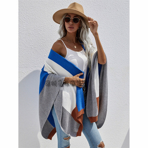 Women's Check Plus Size Loose Knit Cardigan