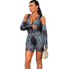 Crew Neck Digital Printing Gloves Hip Lifting Bodysuit